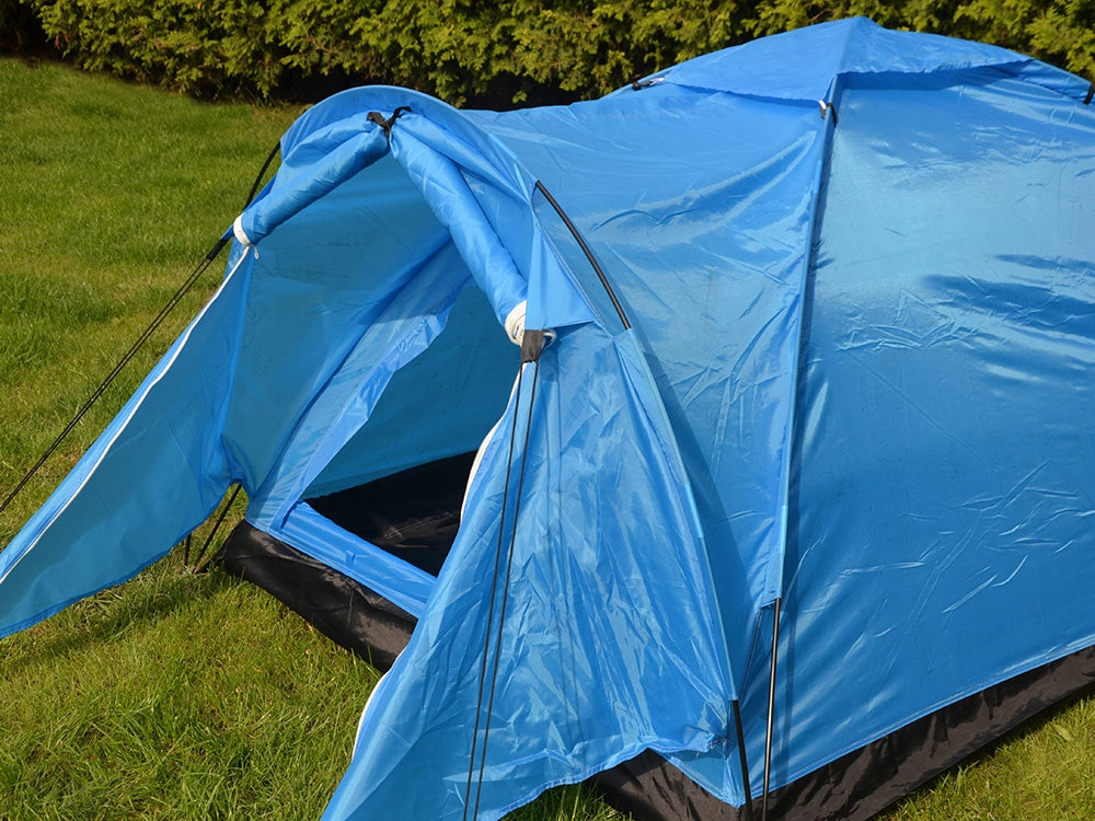 Cort camping, Zola, 2 persoane, 1 camera, cu marchiza, poliester, 205x150x105 cm, albastru Cort camping, Zola, 2 persoane, 1 camera, cu marchiza, poliester, 205x150x105 cm, albastru